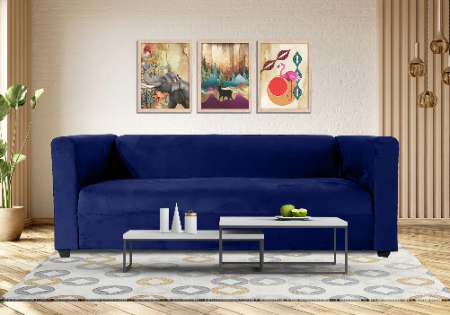 Aria 3-Seater Velvet Sofa (Blue)