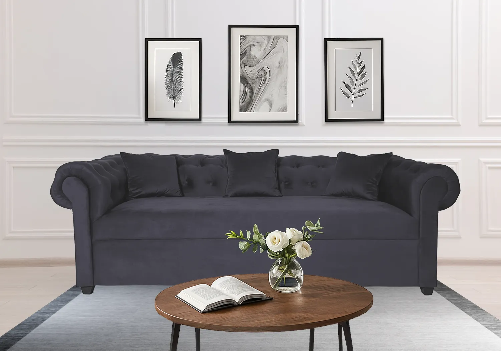 Indie 3-Seater Sofa (Grey Velvet)