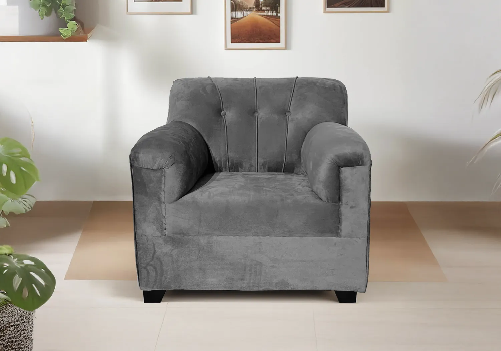 Velvet Sofa 1 Seater (Grey)