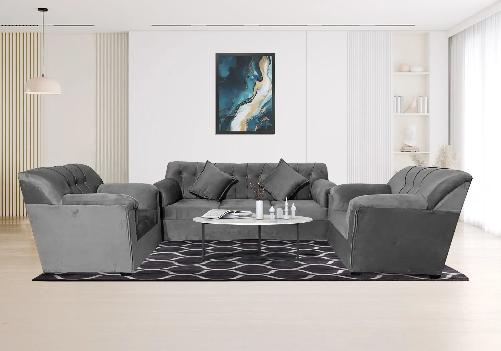 Velvet Sofa 5 Seater (Grey)